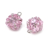 Brass Pave Pink Cubic Zirconia Charms CU-CBAD360-08P-03-2