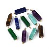 Natural Tiger Eye & Amethyst & Amazonite & Green Aventurine & Synthetic Regalite Cuboid Pendants STAS-N110-18G-1