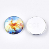Starry Sky Pattern Printed Glass Cabochons GGLA-N004-25mm-D70-2