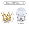 Olycraft 4Pcs 2 Colors Crown Alloy Display Ornaments FIND-OC0001-39-2