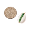 6Pcs 6 Styles Natural Cowrie Shell & Glass Seed Beads Pendants PALLOY-JF02759-04-2