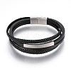 Braided Microfiber PU Leather Cord Multi-strand Bracelets BJEW-K206-H-01P-1