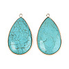 Dyed Synthetic Turquoise Teardrop Pendants TURQ-T004-27-1