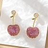 Cherry Brass Micro Pave Cubic Zirconia Stud Earrings EJEW-M077-12G-01-4