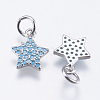 Brass Micro Pave Cubic Zirconia Charms RB-I077-21P-RS-2