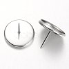 Tarnish Resistant Flat Round 304 Stainless Steel Stud Earring Settings STAS-M227-14mm-2
