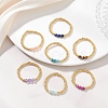 Round Glass Seed Beads Finger Rings for Women RJEW-JR00984-1