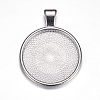 Flat Round Alloy Pendant Cabochon Settings LS-PALLOY-A15654-N-2