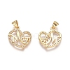 Brass Micro Pave Clear Cubic Zirconia Pendants ZIRC-G152-24G-2