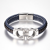 Men's Braided Leather Cord Bracelets BJEW-H559-15C-1