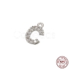 Real Platinum Plated Rhodium Plated 925 Sterling Silver Micro Pave Clear Cubic Zirconia Charms STER-P054-10P-C-1