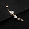 Real 18K Gold Plated Piercing Jewelry Brass Cubic Zirconia Heart Navel Ring Navel Ring Belly Rings AJEW-EE0001-06-3