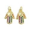 Brass Micro Pave Colorful Cubic Zirconia Pendant Cabochon Settings KK-E068-VF086-2