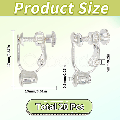 20Pcs Brass Screw Clip-on Earring Converters Findings KK-SC0004-79-1