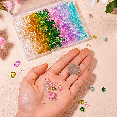 135G 9 Colors Spray Painted Transparent Glass Beads GLAA-TA0002-71-1