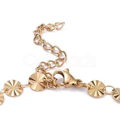 PVD Vacuum Plating 304 Stainless Steel Flat Round Link Chain Bracelets BJEW-I295-05B-G-1
