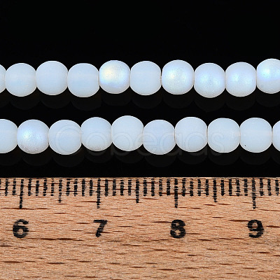 Frosted Imitation Jade Glass Beads Strands GLAA-T032-J4mm-MBB02-1