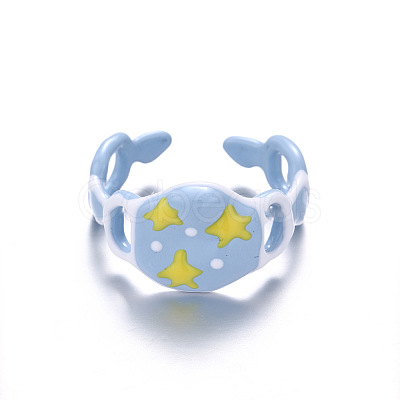 Brass Enamel Cuff Open Rings for Girls WG753F1-04-1