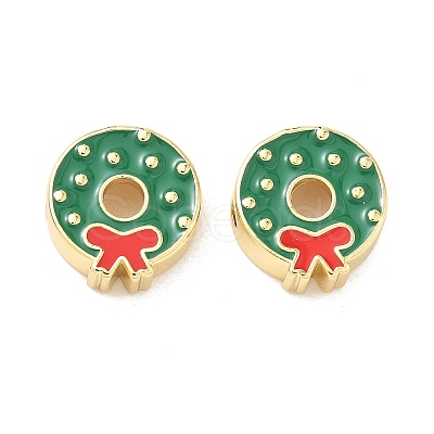 Christmas Brass Enamel Beads KK-I474-G13-1