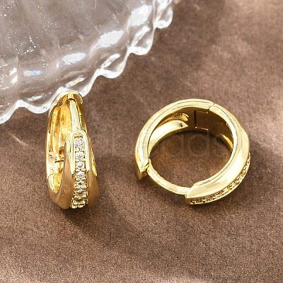 Brass Micro Pave Cubic Zirconia Hoop Earrings KK-CBAD104-04G-A-1