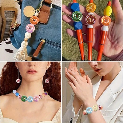 10Pcs UV Plating Opaque Acrylic Beads MACR-YW0004-39-1