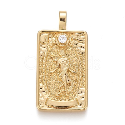 Brass Micro Pave Clear Cubic Zirconia Pendants ZIRC-Z004-01M-1