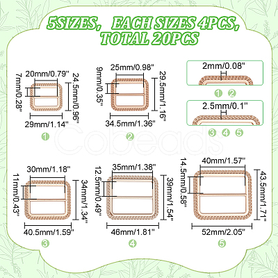 WADORN 20Pcs 5 Style Alloy Buckle Clasps FIND-WR0006-86-1