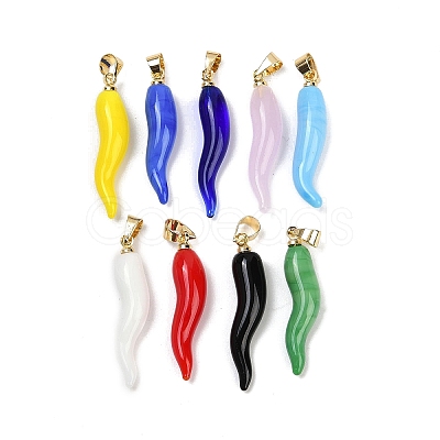 Handmade Lampwork with Brass Pendants KK-Q095-02B-M-1
