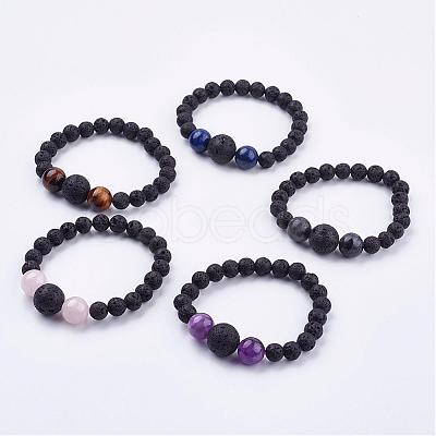 Natural Gemstone Stretch Bracelets BJEW-JB03159-1