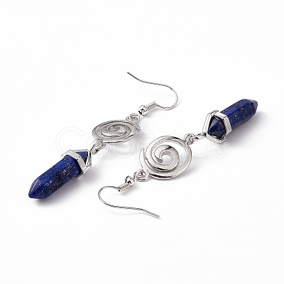 Gemstone Bullet with Vortex Dangle Earrings EJEW-I276-02P-1