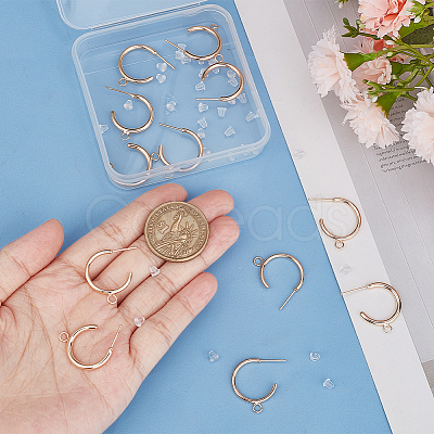 12Pcs Brass Ring Stud Earring Findings KK-BC0011-04-1