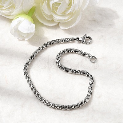 Tarnish Resistant 304 Stainless Steel Wheat Chain Bracelets BJEW-M187-12-G-1