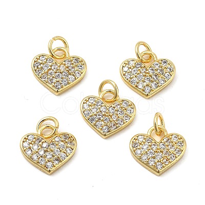 Brass Micro Pave Clear Cubic Zirconia Charms KK-E068-VB163-1