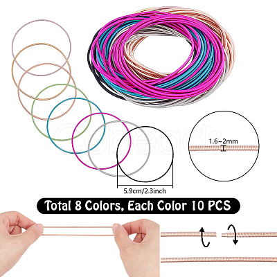 80Pcs 8 Colors Spring Bracelets TWIR-PH0001-12-1