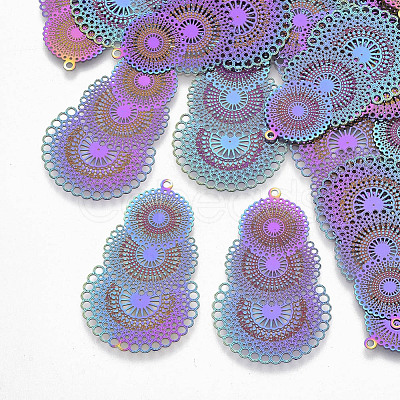 Ion Plating(IP) 304 Stainless Steel Filigree Pendants X-STAS-R102-10-1