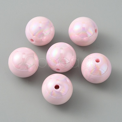 Pearlized Plastic Round Beads KY-WH0004-06E-1