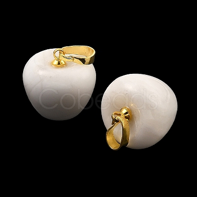 Natural Howlite Teacher Apple Charms G-Z022-02C-G-1