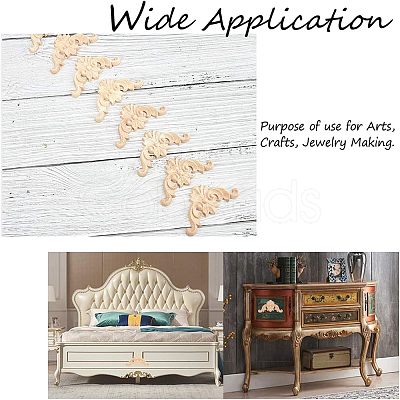 Natural Solid Wood Carved Onlay Applique Craft WOOD-FH0001-21-1