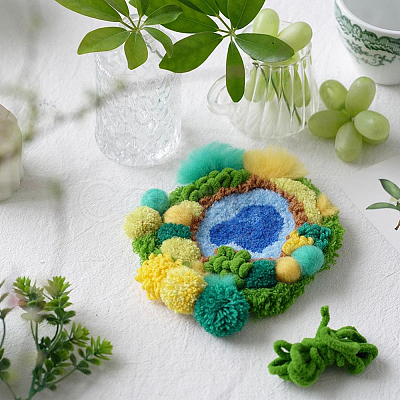 DIY Coaster Punch Needle Embroidery Starter Kits for Beginners DIY-WH20095-003A-1
