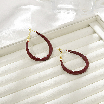 Brass Teardrop Hoop Earrings EJEW-A121-12A-G-1