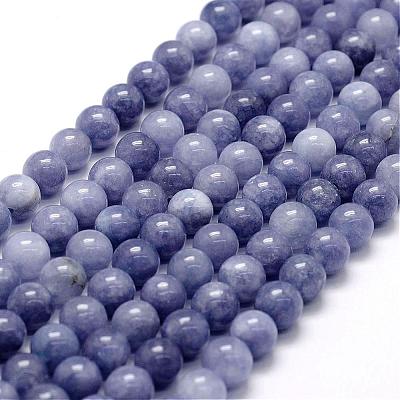 Natural White Jade Imitation Aquamarine Beads Strands G-F364-15-8mm-1