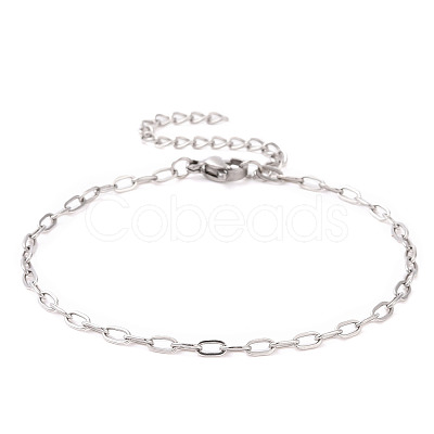Non-Tarnish 304 Stainless Steel Cable Chain Bracelet for Men Women BJEW-E031-05J-P-1