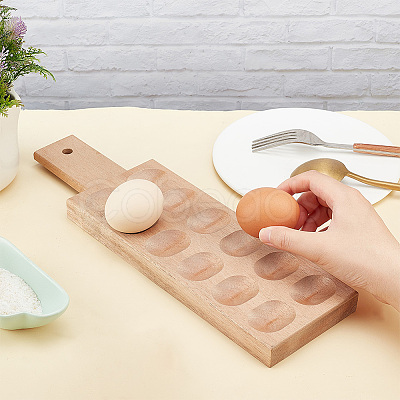 Rectangle Wooden 12 Egg Holes Storage Tray ODIS-WH0030-27-1