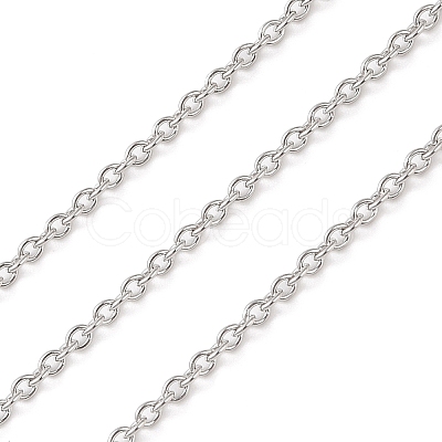 Anti-Tarnish Rhodium Plated 925 Sterling Silver Cable Chains STER-E072-02P-06-1