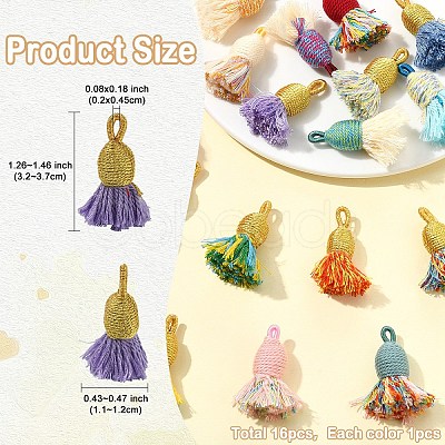 16Pcs 16 Colors Cotton Tassel Pendants FIND-YW0010-28-1