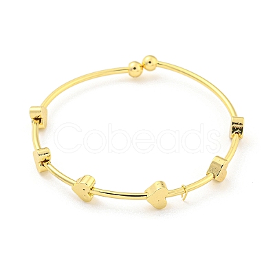 Heart Brass Bangles for Women BJEW-Z062-16G-1