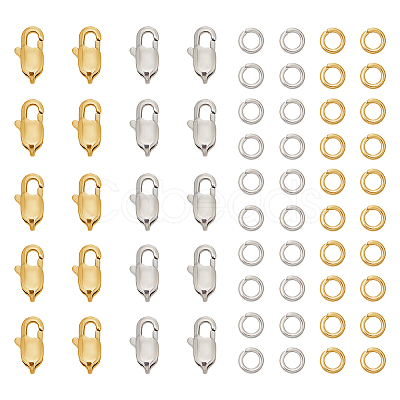 20Pcs 2 Style 304 Stainless Steel Lobster Claw Clasps STAS-UN0047-72-1