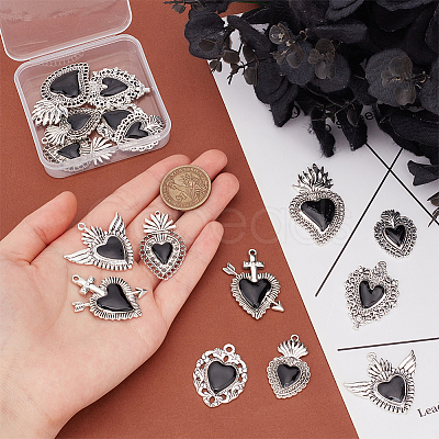 16Pcs 8 Styles Alloy Pendants ENAM-UN0001-10-1