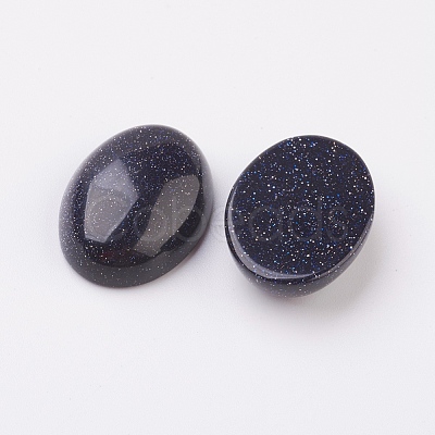 Synthetic Blue Goldstone Flat Back Cabochons G-G741-22x30mm-09-1