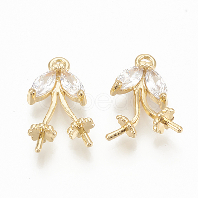 Brass Cubic Zirconia Peg Bails Pendants ZIRC-Q014-078G-1